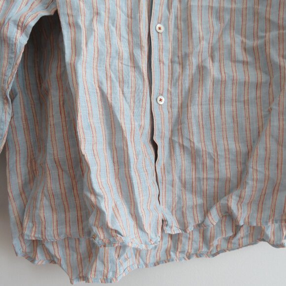 MARTIN GORDON 100% Linen Striped Casual Shirt in Light Blue - Men's Size XL - Picture 12 of 15